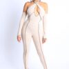 Cross Halter Keyhole Off-Shoulder Set – Taupe