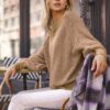 Puff Sleeve Boat Neck Sweater – Mocha Knit