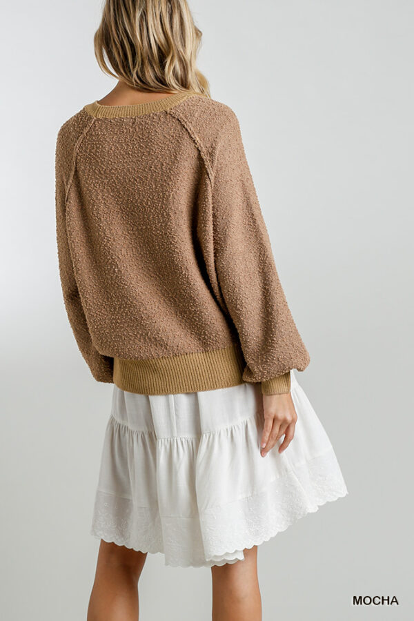Puff Sleeve Boat Neck Sweater – Mocha Knit