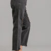 Distressed Straight-Cut Denim Jeans with Raw Hem – Black