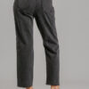 Distressed Straight-Cut Denim Jeans with Raw Hem – Black
