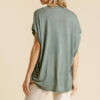 Scoop Neck Top with Sheer Dolman Sleeves and Side Slit – Lagoon