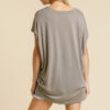 Sheer Dolman Scoop-Neck Top with Side Slit – Grey