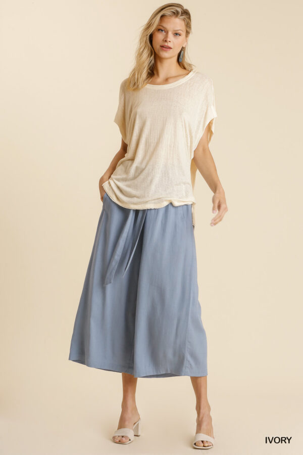 Scoop-Neck Sheer Dolman Sleeve Top – Ivory