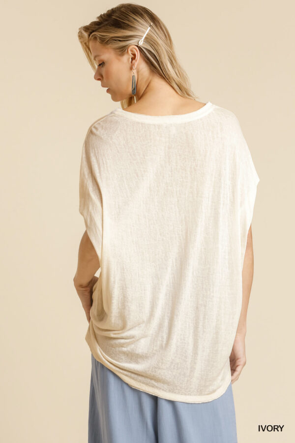 Scoop-Neck Sheer Dolman Sleeve Top – Ivory