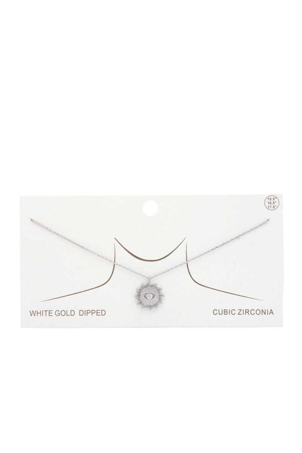 Evil Eye Sun Charm Gold-Dipped Necklace – 16″