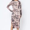 Tie Dye Midi Dress with Cut-Outs – Brown