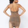 Mesh Mini Dress with PU Bustier & Chain – Nude