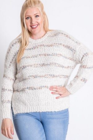 Plus Sweater with Stripe Detail – Off White