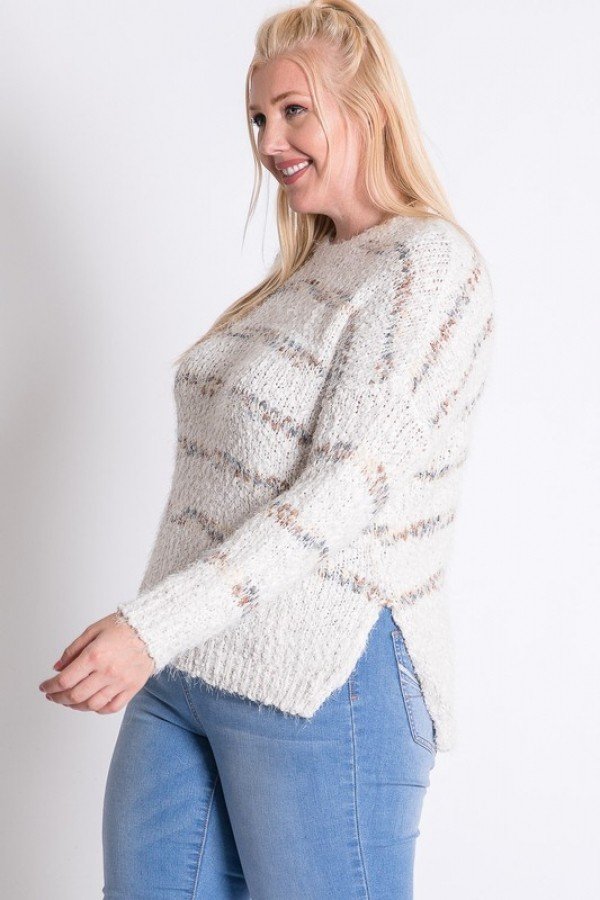 Plus Sweater with Stripe Detail – Off White