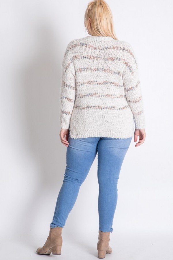 Plus Sweater with Stripe Detail – Off White