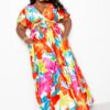 Plus-Size Floral Maxi Skirt & Top Set – Multi-Color