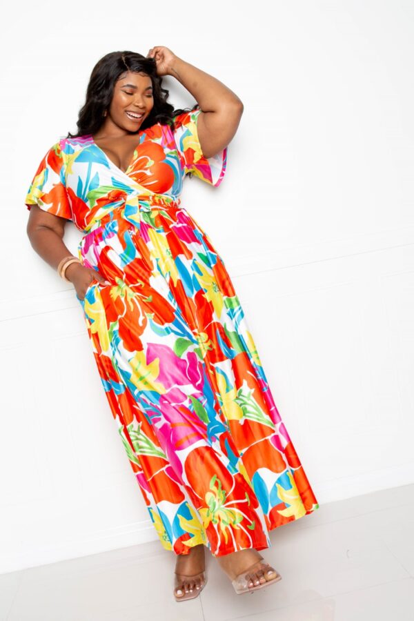 Plus-Size Floral Maxi Skirt & Top Set – Multi-Color