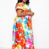 Plus-Size Floral Maxi Skirt & Top Set – Multi-Color