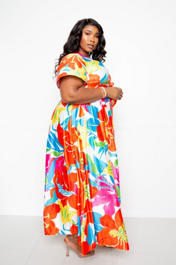 Plus-Size Floral Maxi Skirt & Top Set – Multi-Color