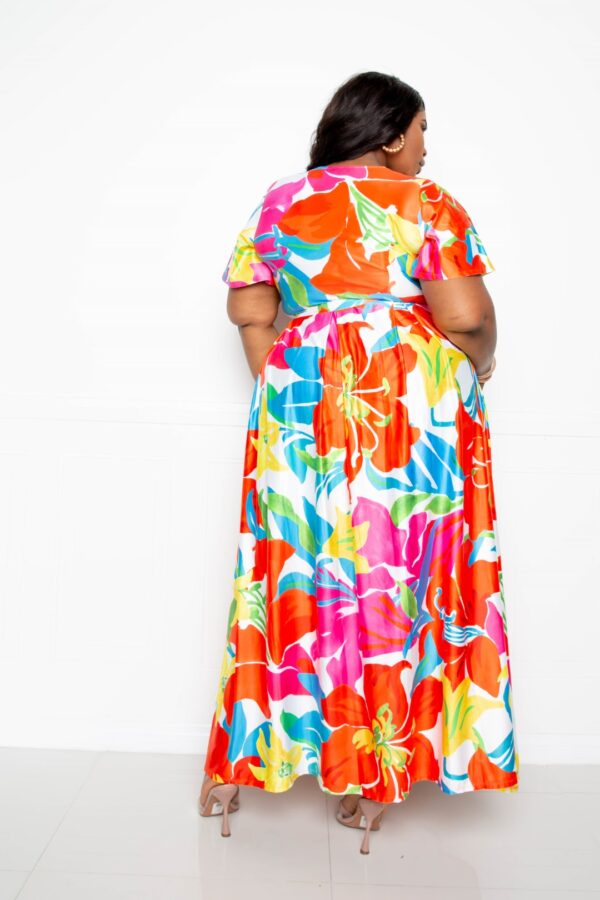 Plus-Size Floral Maxi Skirt & Top Set – Multi-Color