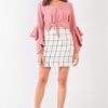 Fuzzy Cropped Top with Ruffle Sleeves – Blush