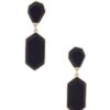 Geometric Wood Post Drop Earrings – Black, Natural, Brown