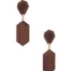 Geometric Wood Post Drop Earrings – Black, Natural, Brown
