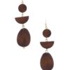 Geometric Wood Bead Dangle Earrings – Natural Boho