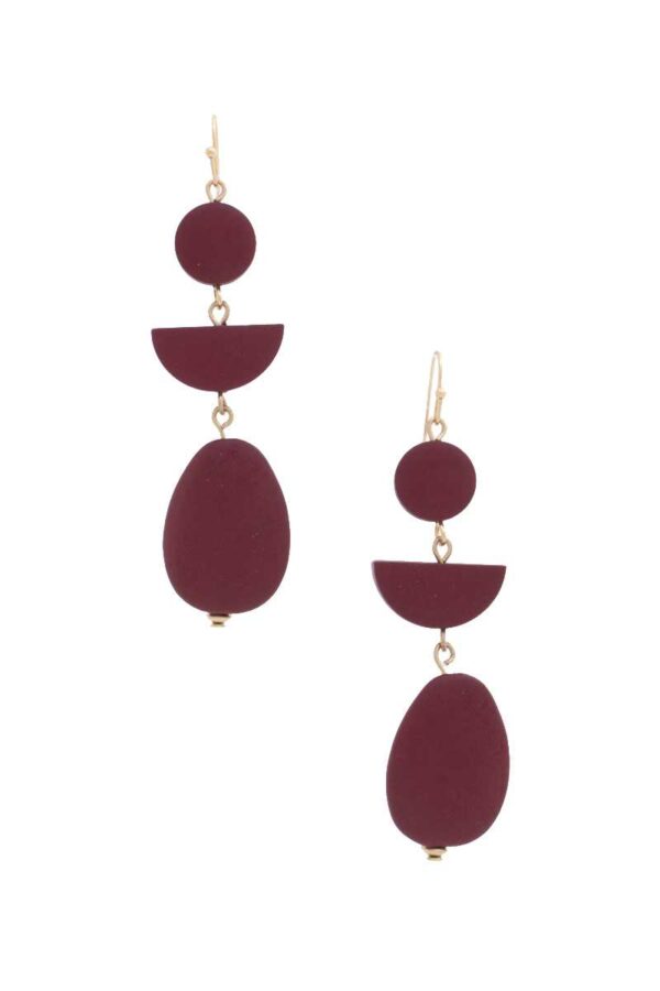 Geometric Wood Bead Dangle Earrings – Natural Boho