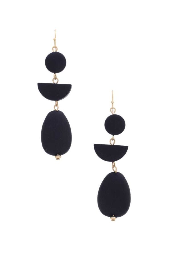 Geometric Wood Bead Dangle Earrings – Natural Boho