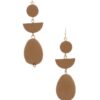 Geometric Wood Bead Dangle Earrings – Natural Boho