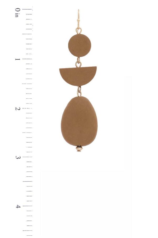 Geometric Wood Bead Dangle Earrings – Natural Boho