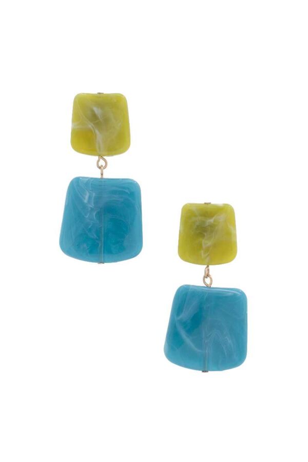 Square Acetate Resin Drop Earrings – Mint, Black, Blue, Turquoise