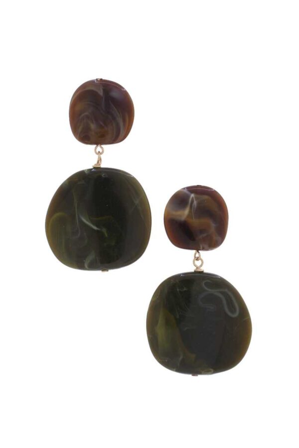 Acetate Resin Double Circle Earrings – Earth Tones