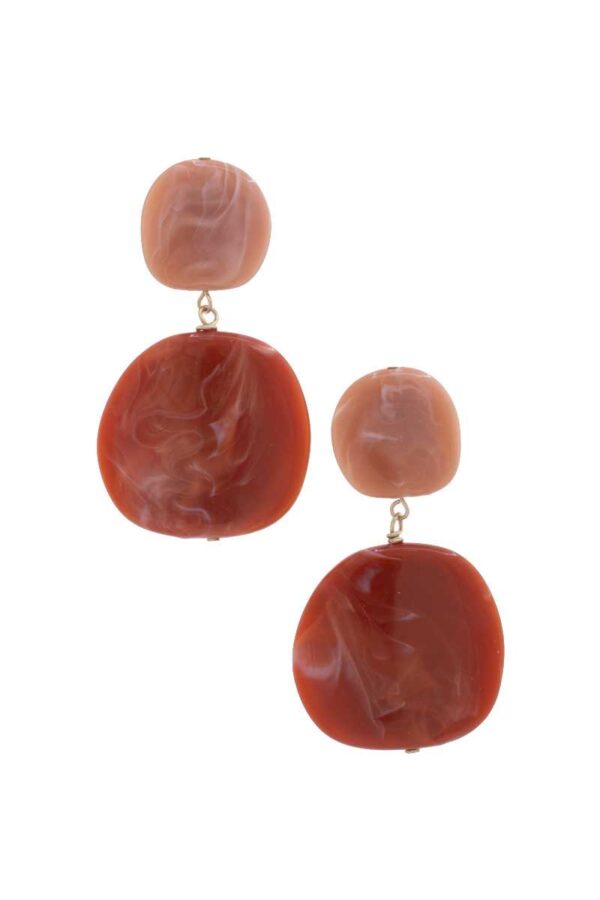 Acetate Resin Double Circle Earrings – Earth Tones