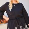 Plus Size Gingham Ruffle Romper with 3/4 Bubble Sleeves
