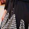 Plus Size Gingham Ruffle Romper with 3/4 Bubble Sleeves