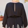 Plus Size Gingham Ruffle Romper with 3/4 Bubble Sleeves