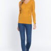 V-Neck Placket Thermal Top – Long Sleeve Deep Mustard