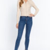 Notched Collar Zippered Sweater – Cream Beige