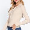 Notched Collar Zippered Sweater – Cream Beige