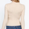 Notched Collar Zippered Sweater – Cream Beige