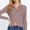 Notched Collar Zippered Sweater – Dusk Mauve