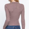 Notched Collar Zippered Sweater – Dusk Mauve