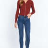 Notched Collar Zippered Knit Sweater – Brick