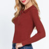 Notched Collar Zippered Knit Sweater – Brick
