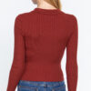 Notched Collar Zippered Knit Sweater – Brick