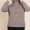 Plus-Size Buttery Soft Turtleneck Sweater – Two-Tone High-Low Hem
