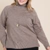 Plus-Size Buttery Soft Turtleneck Sweater – Two-Tone High-Low Hem