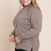 Plus-Size Buttery Soft Turtleneck Sweater – Two-Tone High-Low Hem