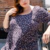 Plus Size Tiny Floral Square-Neck Top – Midnight