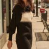 Ribbed Knit Sweater Mini Dress with Bishop Sleeves