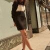 Ribbed Knit Sweater Mini Dress with Bishop Sleeves