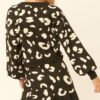 Leopard Print Pullover Sweater – Bell Sleeves, Black